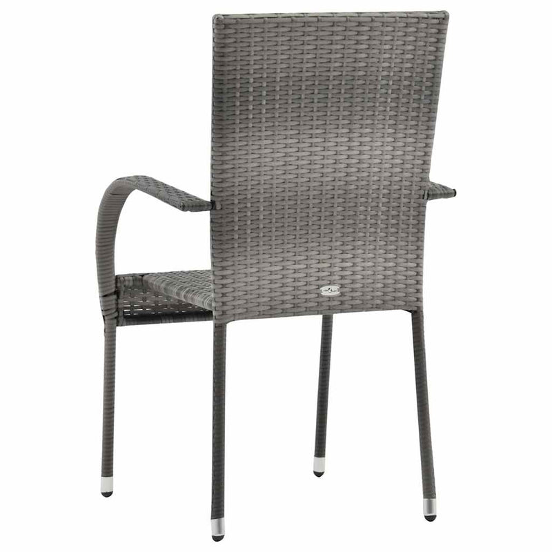 vidaXL 2 db szürke rakásolható polyrattan kültéri szék