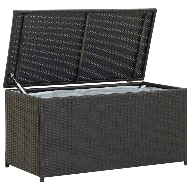 vidaXL fekete polyrattan kerti tárolóláda 100 x 50 x 50 cm