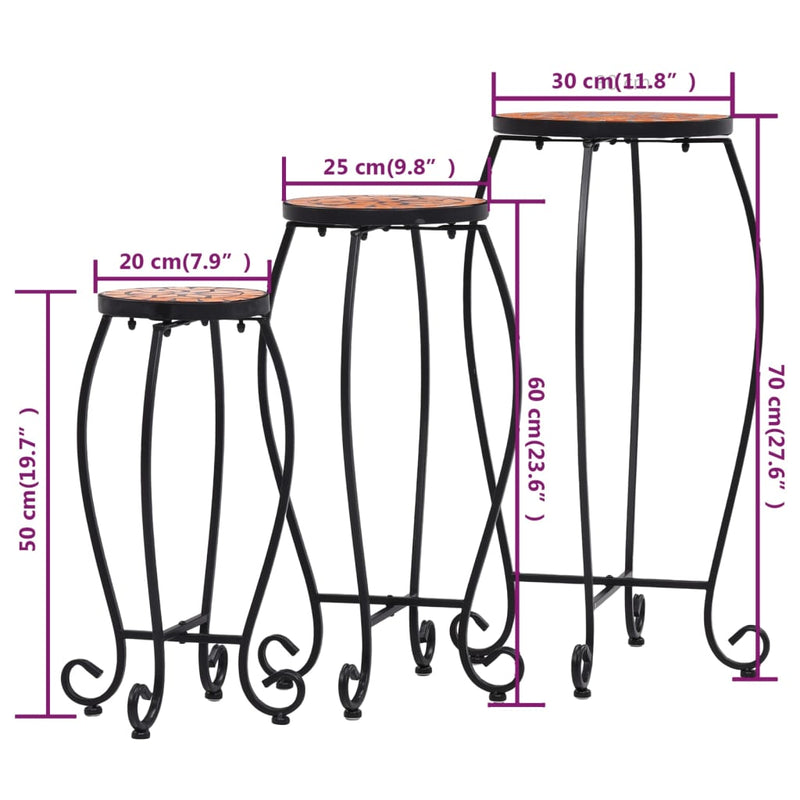 vidaXL 3 db terrakotta kerámia mozaik asztal
