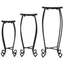 vidaXL 3 db kék és fehér kerámia mozaik asztal