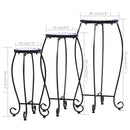 vidaXL 3 db kék és fehér kerámia mozaik asztal