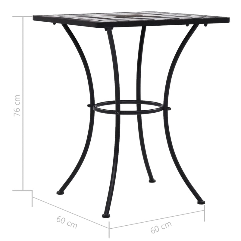 vidaXL fekete és fehér kerámia mozaikos bisztróasztal 60 cm