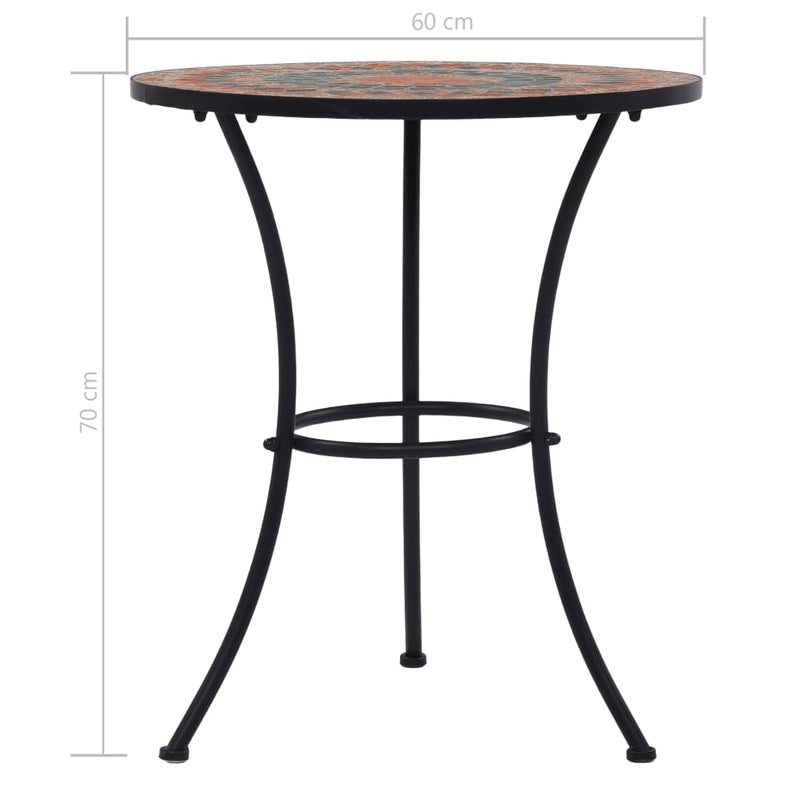 vidaXL narancssárga és szürke kerámia mozaikos bisztróasztal 60 cm
