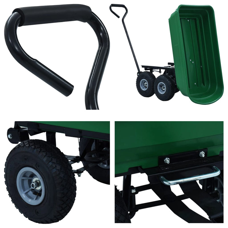 vidaXL zöld kerti kézikocsi 300 kg 75 liter