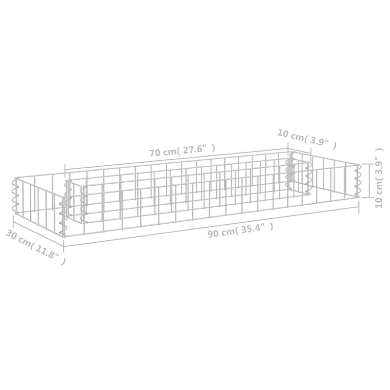 vidaXL horganyzott acél gabion magaságyás 90 x 30 x 10 cm