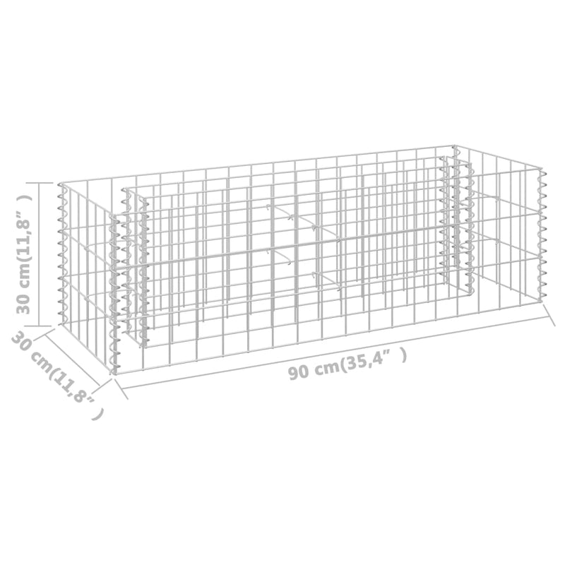 vidaXL horganyzott acél gabion magaságyás 90 x 30 x 30 cm