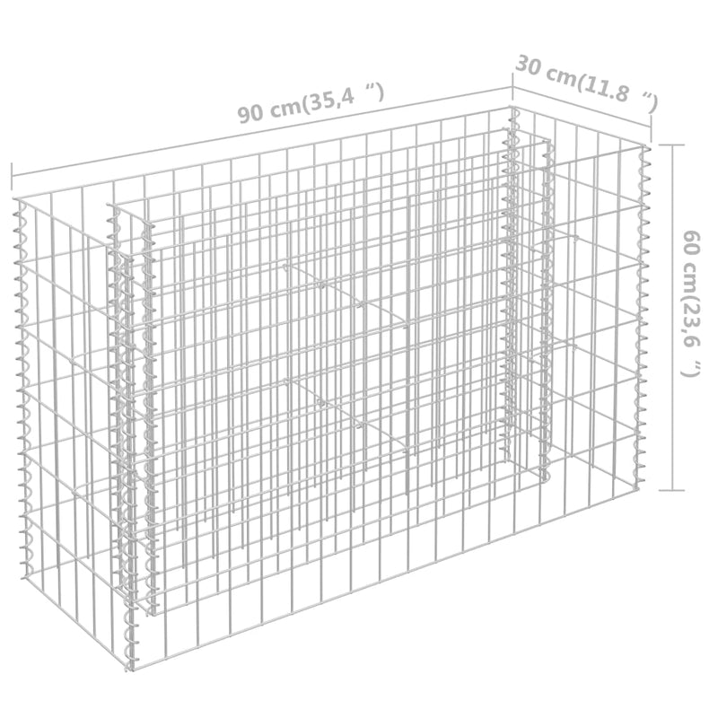 vidaXL horganyzott acél gabion magaságyás 90 x 30 x 60 cm