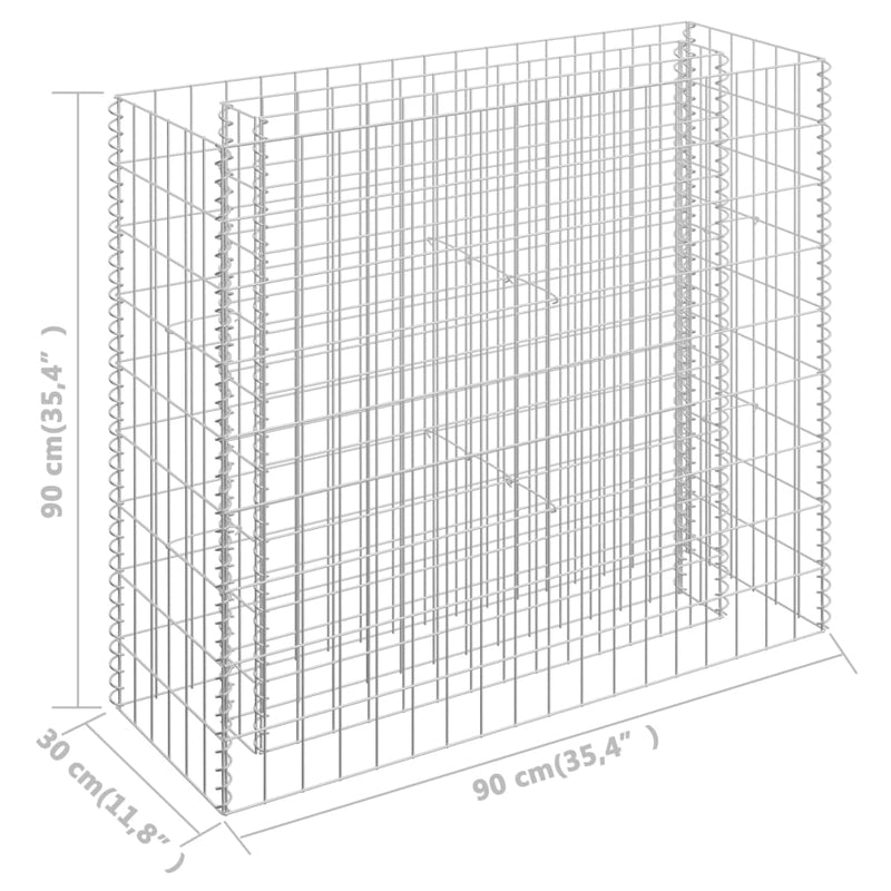 vidaXL horganyzott acél gabion magaságyás 90 x 30 x 90 cm