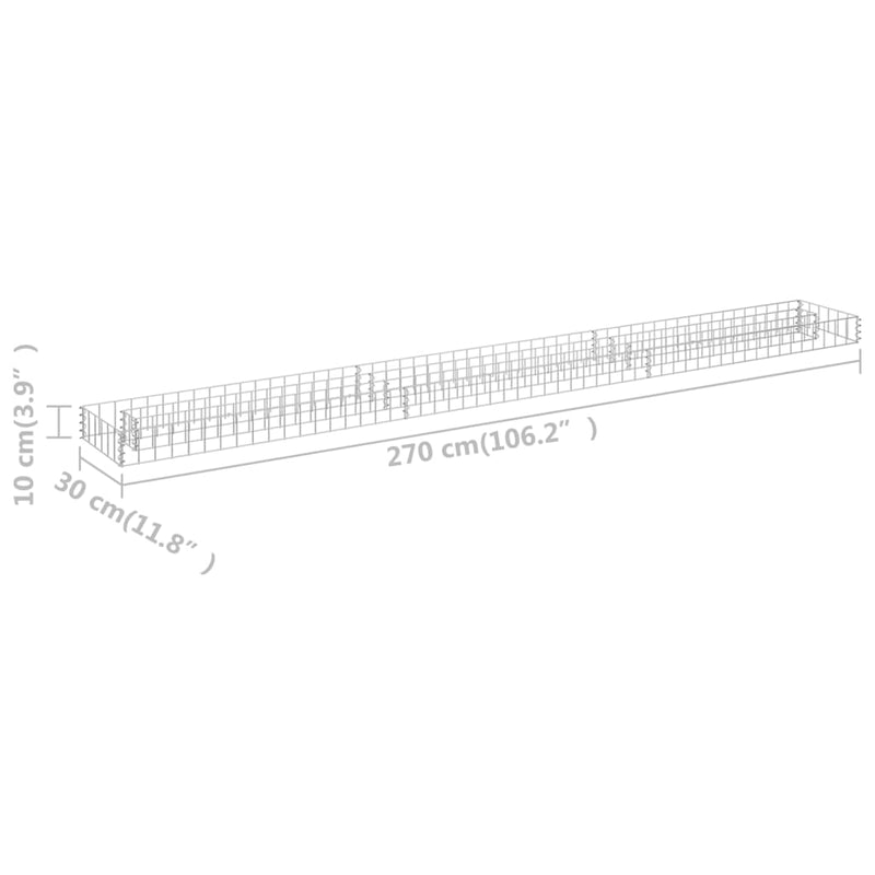 vidaXL horganyzott acél gabion magaságyás 270 x 30 x 10 cm