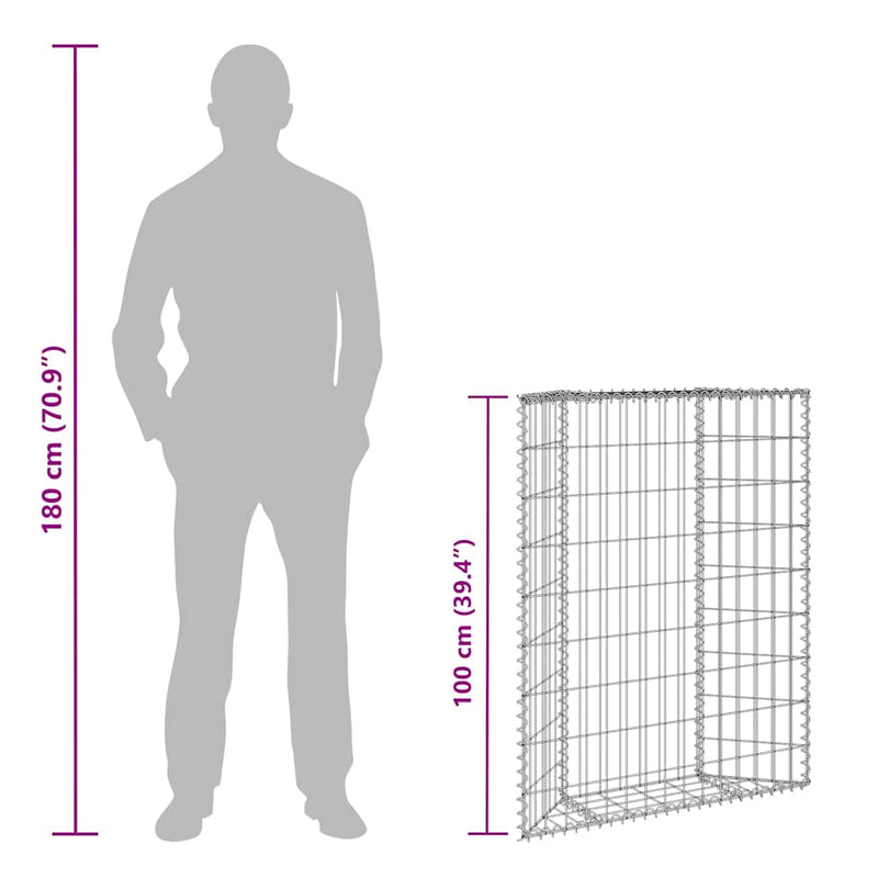 vidaXL trapéz alakú horganyzott acél gabion magaságyás 80x20x100 cm