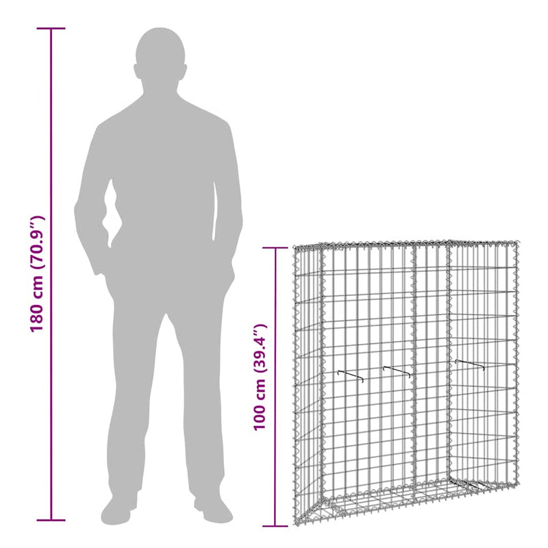 vidaXL trapéz alakú horganyzott acél gabion magaságyás 100x20x100 cm