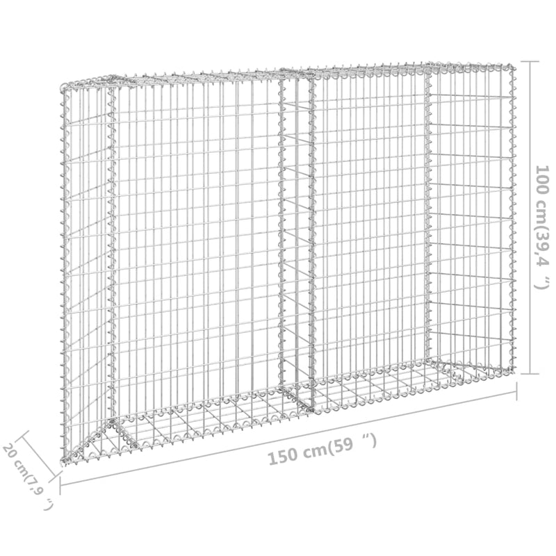 vidaXL trapéz alakú horganyzott acél gabion magaságyás 150x20x100 cm