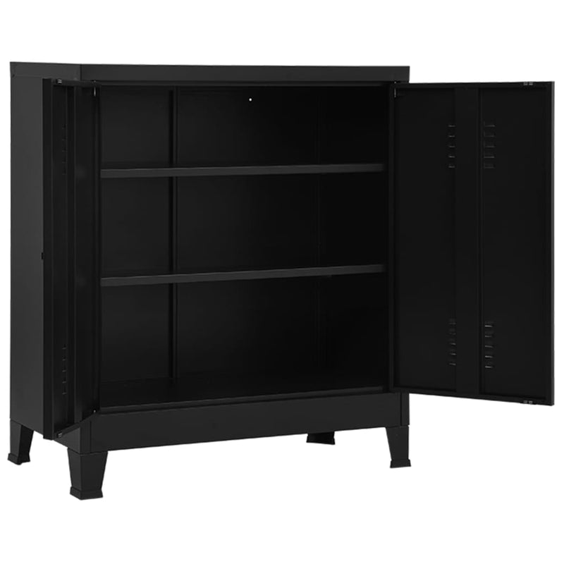 vidaXL fekete acél ipari tárolószekrény 90 x 40 x 100 cm