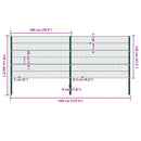 vidaXL zöld vas kerítéspanel oszlopokkal 349 x 120 cm