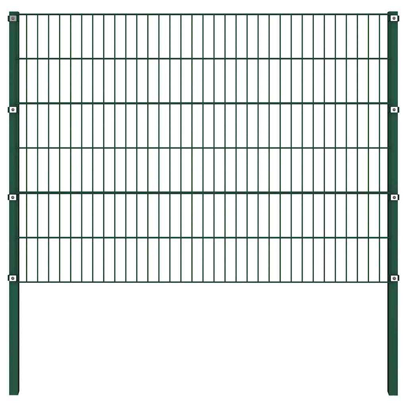 vidaXL zöld vas kerítéspanel oszlopokkal 1212 x 120 cm