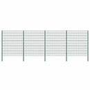 vidaXL zöld vas kerítéspanel oszlopokkal 694,5 x 200 cm