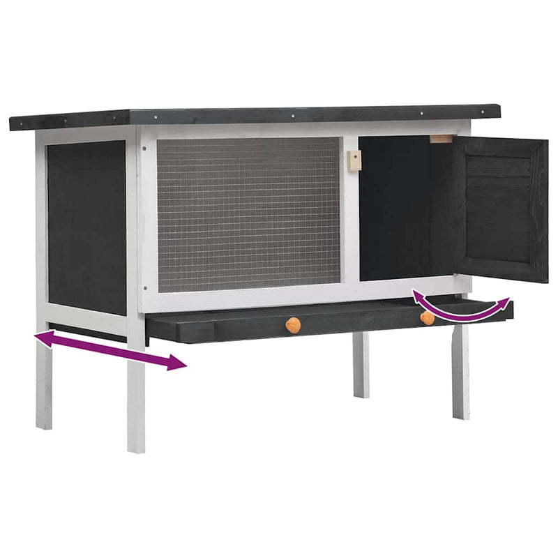 vidaXL egyszintes szürke fa kültéri nyúlketrec