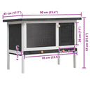 vidaXL egyszintes szürke fa kültéri nyúlketrec