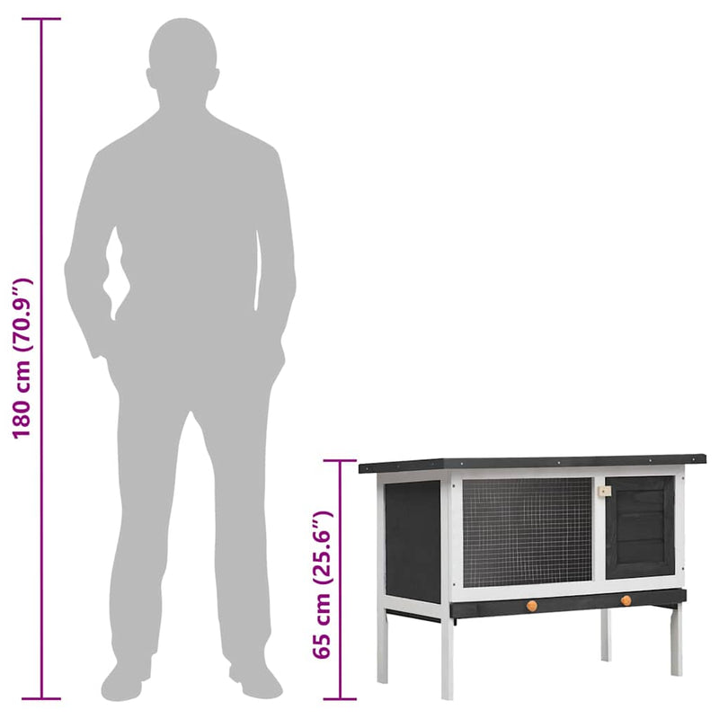 vidaXL egyszintes szürke fa kültéri nyúlketrec