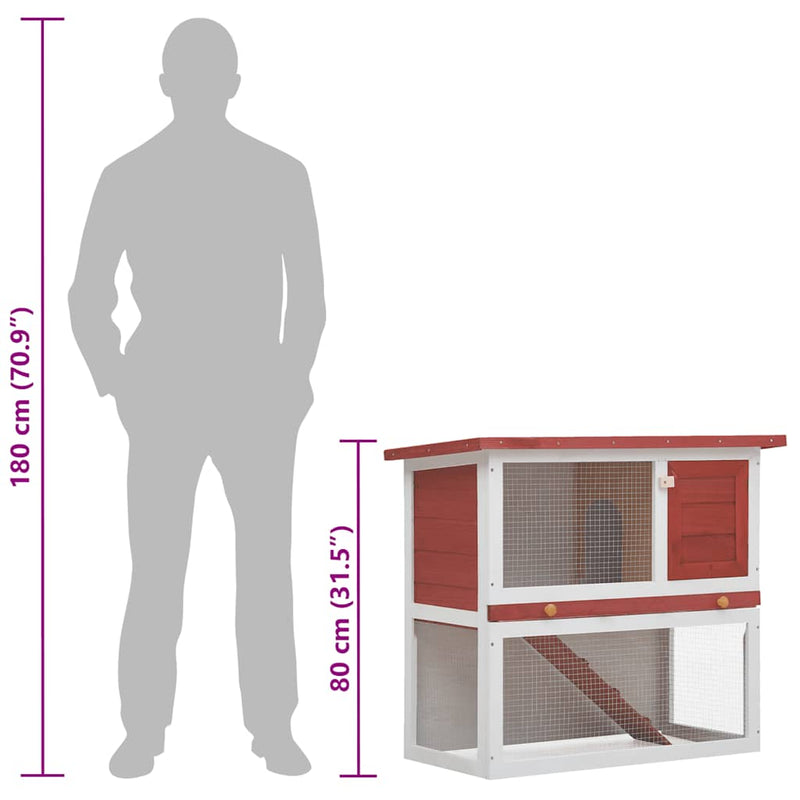 vidaXL egyajtós piros fa kültéri nyúlketrec