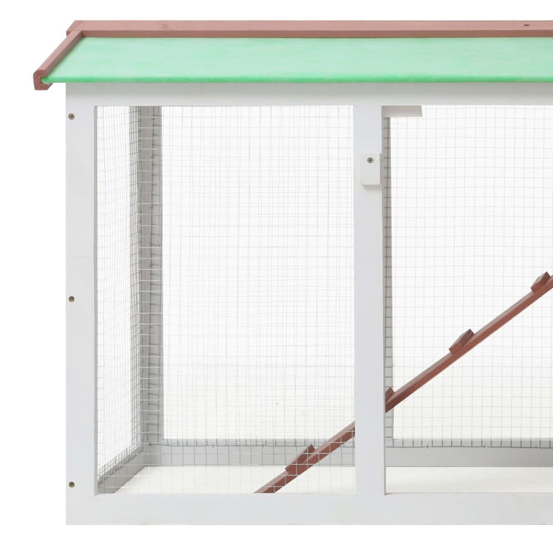 vidaXL barna és fehér fa kültéri nyúlketrec 145 x 45 x 84 cm