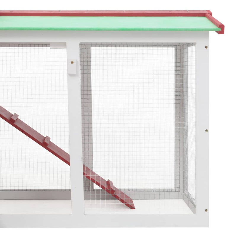 vidaXL piros és fehér fa kültéri nyúlketrec 145 x 45 x 84 cm