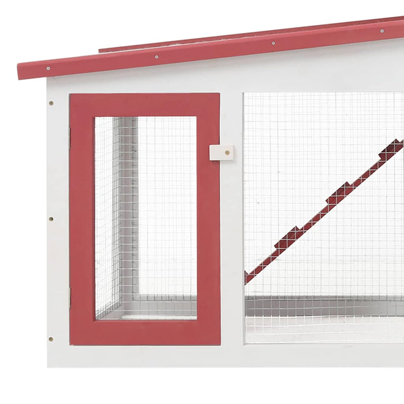 vidaXL piros és fehér fa kültéri nyúlketrec 201 x 45 x 85 cm