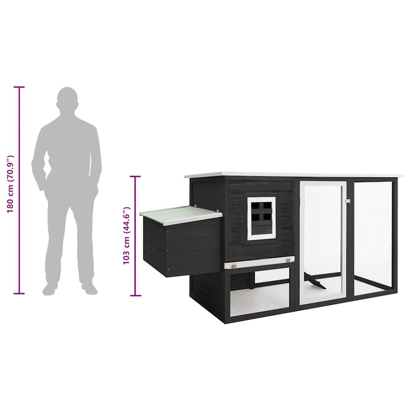 vidaXL szürke kültéri fa tyúkól 1 tojástartó ketreccel