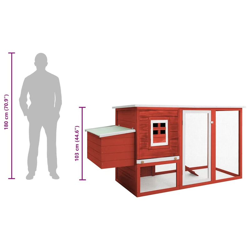 vidaXL piros kültéri fa tyúkól 1 tojástartó ketreccel