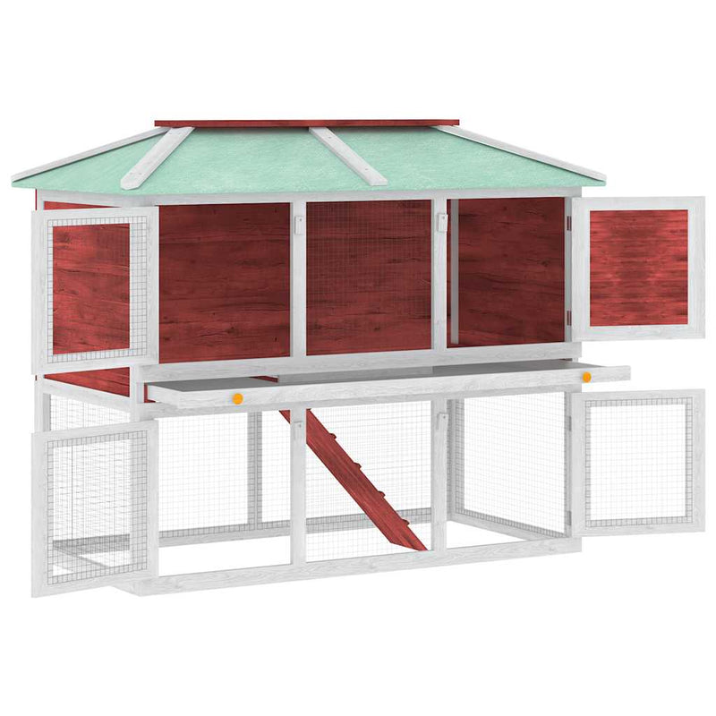 vidaXL piros kétszintes fa nyúlketrec