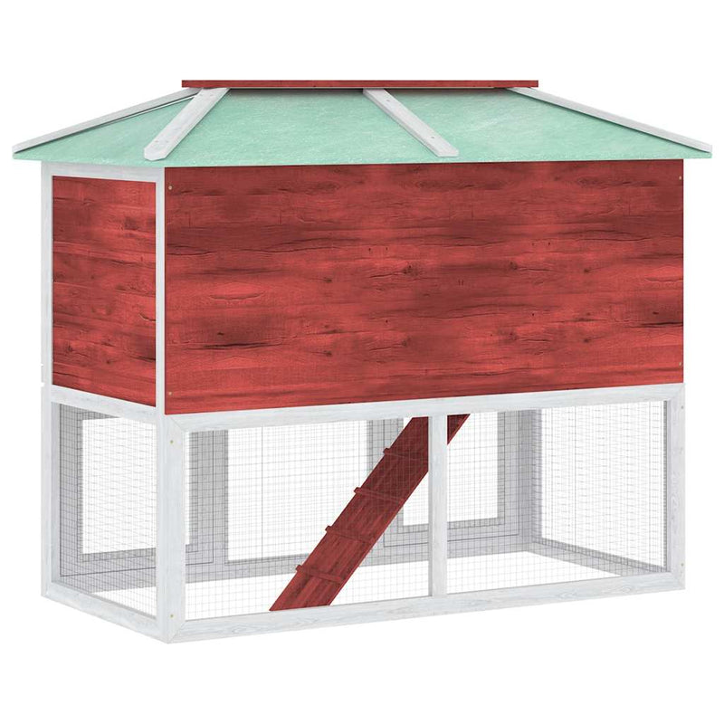 vidaXL piros kétszintes fa nyúlketrec