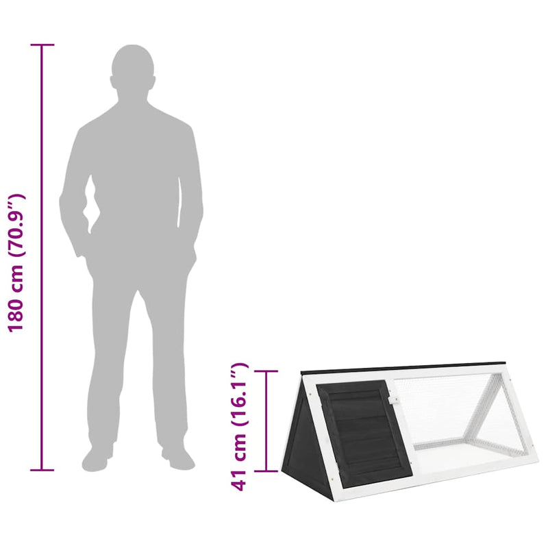 vidaXL szürke fa nyúlketrec/állatketrec