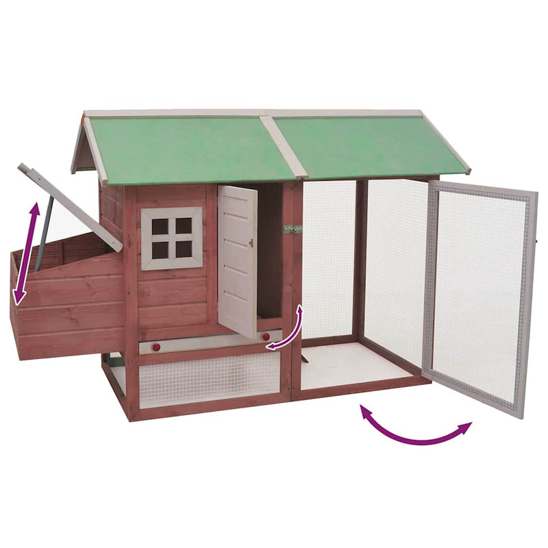 vidaXL kávébarna tömör fenyő- és jegenyefa tyúkól 170 x 81 x 110 cm