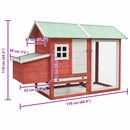 vidaXL piros tömör fenyő- és jegenyefa tyúkól 170 x 81 x 110 cm