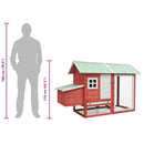 vidaXL piros tömör fenyő- és jegenyefa tyúkól 170 x 81 x 110 cm