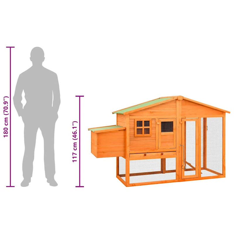 vidaXL tömör fenyőfa tyúkól tojóládával