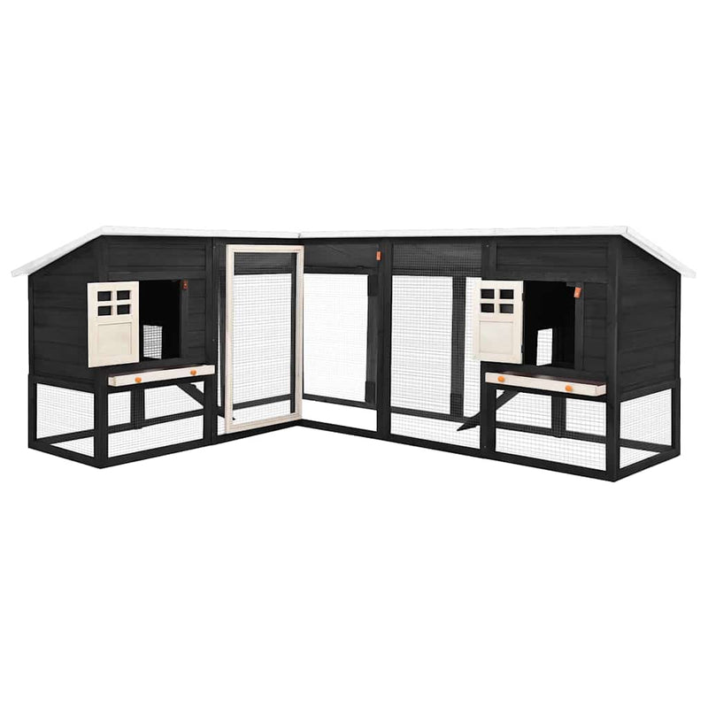 vidaXL szürke és fehér tömör fenyő kültéri nyúlketrec kifutóval