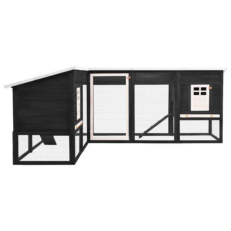 vidaXL szürke és fehér tömör fenyő kültéri nyúlketrec kifutóval