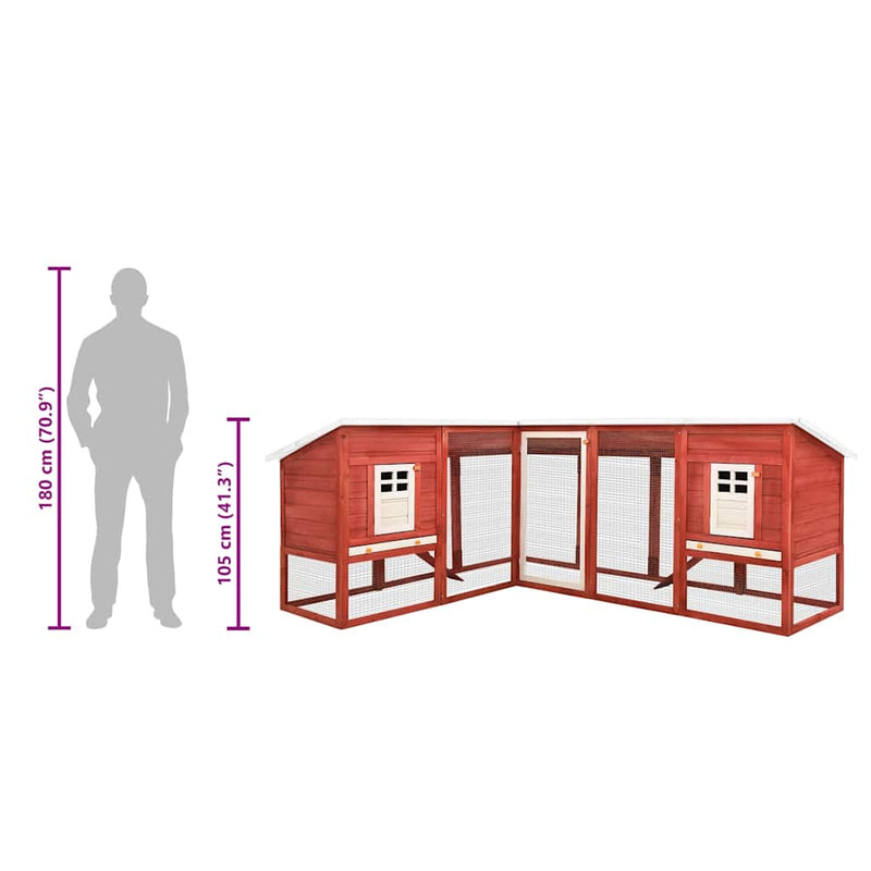 vidaXL piros és fehér tömör fenyő kültéri nyúlketrec kifutóval