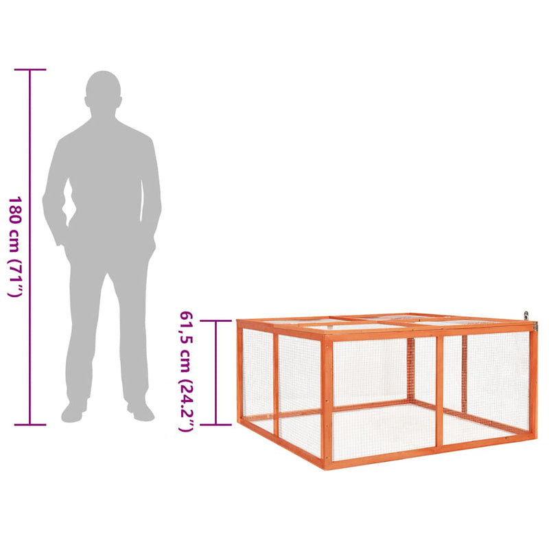 vidaXL tömör fenyőfa nyúlketrec 124 x 120 x 60 cm