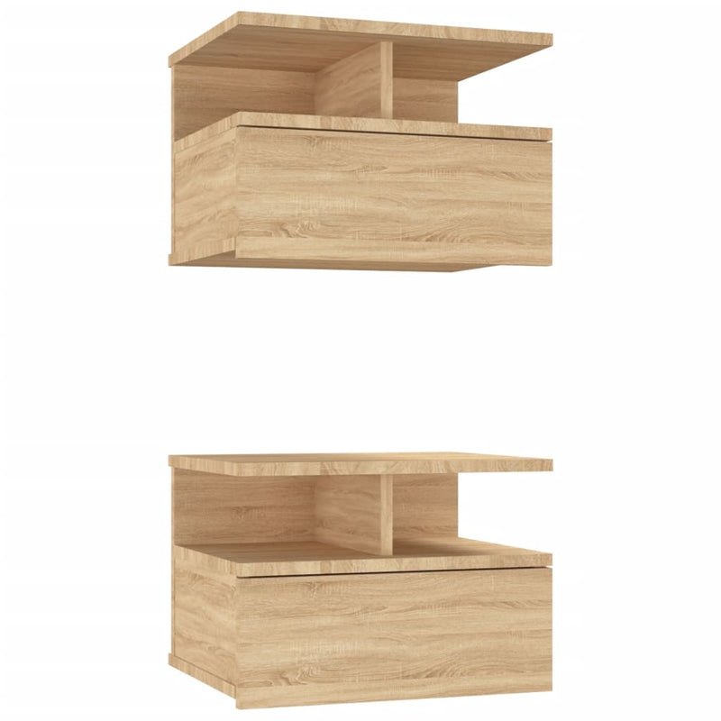 vidaXL 2 db sonoma tölgy szerelt fa lebegő éjjeliszekrény 40x31x27 cm