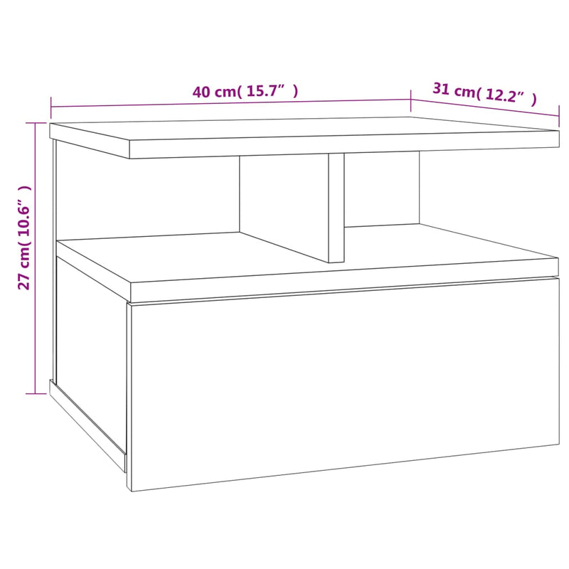 vidaXL betonszürke szerelt fa lebegő éjjeliszekrény 40 x 31 x 27 cm