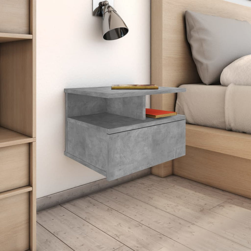 vidaXL betonszürke szerelt fa lebegő éjjeliszekrény 40 x 31 x 27 cm