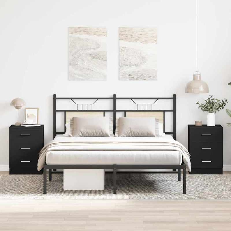 vidaXL 2 db fekete szerelt fa éjjeliszekrény 38 x 35 x 56 cm