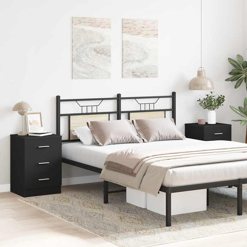 vidaXL 2 db fekete szerelt fa éjjeliszekrény 38 x 35 x 56 cm