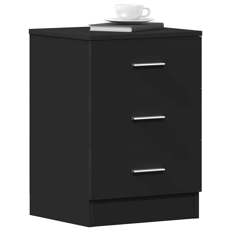 vidaXL 2 db fekete szerelt fa éjjeliszekrény 38 x 35 x 56 cm