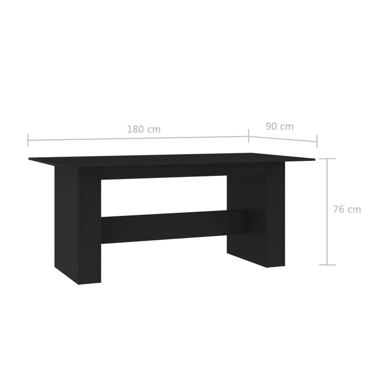 vidaXL fekete szerelt fa étkezőasztal 180 x 90 x 76 cm