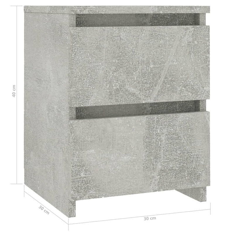 vidaXL 2 db betonszürke szerelt fa éjjeliszekrény 30 x 30 x 40 cm