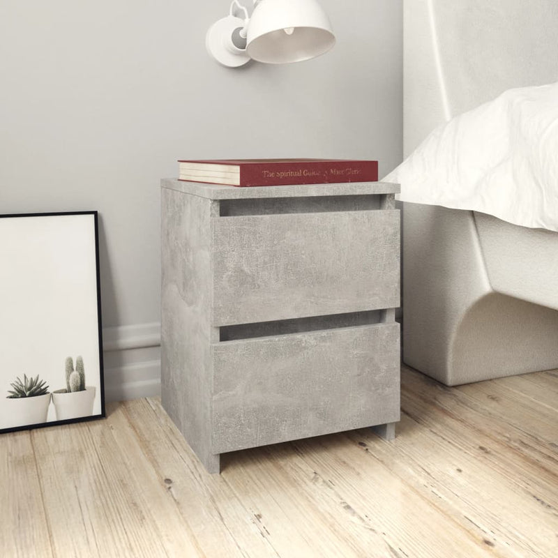 vidaXL 2 db betonszürke szerelt fa éjjeliszekrény 30 x 30 x 40 cm