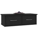 vidaXL fekete szerelt fa falra szerelhető fiókos polc 60x26x18,5 cm
